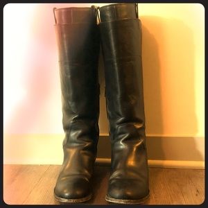 Tall, black Frye leather boots